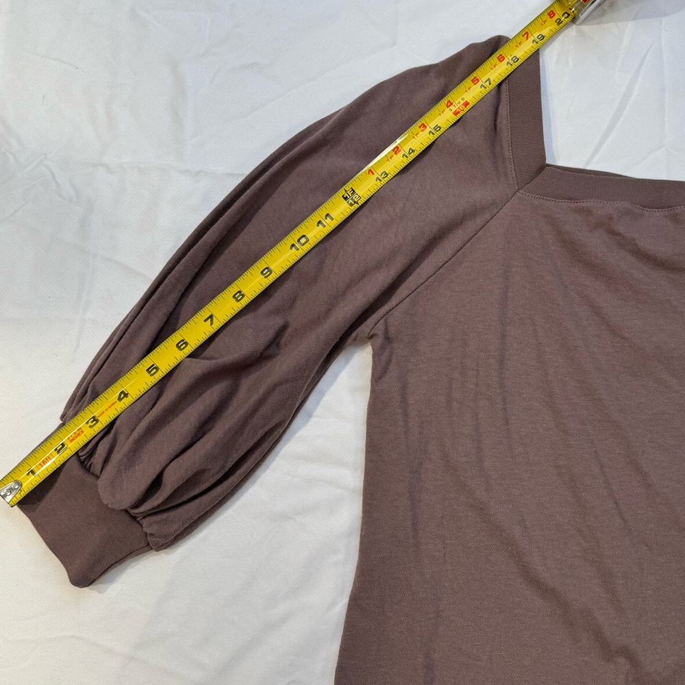 Spiritex Mushroom/Mauve 3/4 sleeve USA made cotton top, women’s Lg, square neck - Picture 8 of 12